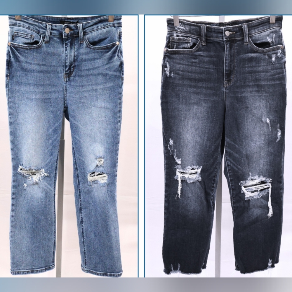 2 For 1 🎁 Judy Blue | Distressed Jeans in Blue and Dark Wash Bundle 🛍️